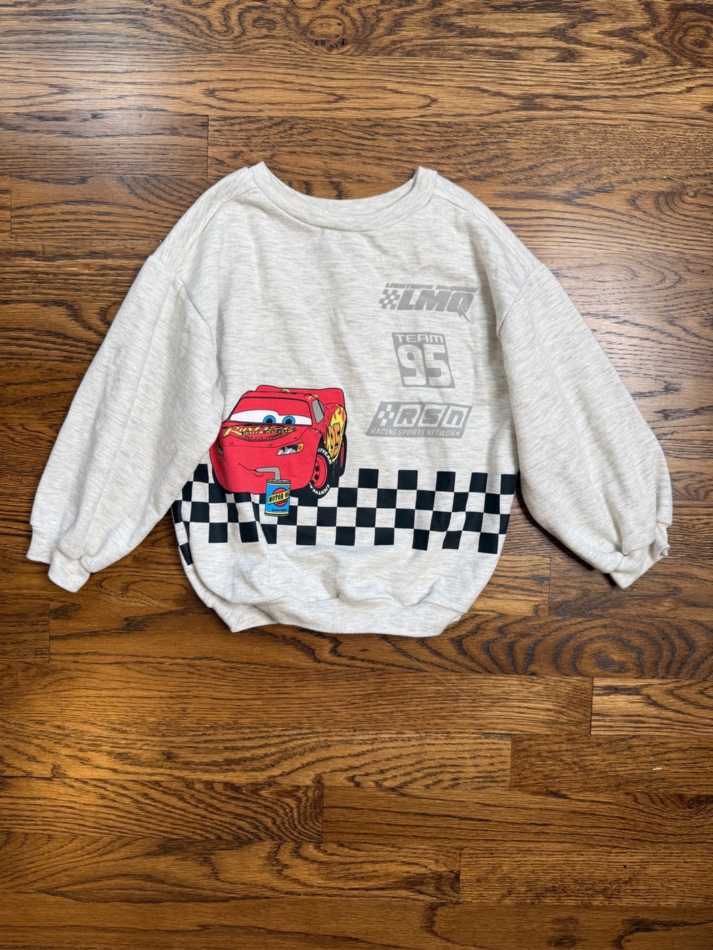 Disney Pixar Car Lightning McQueen Gray Graphic Long Sleeve Sweatshirt Size 4